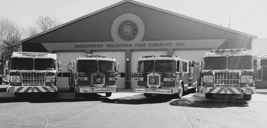 The Darlington Volunteer Fire Company, where Suman works, displays its emergency fire trucks. Suman has volunteered there for two years.
