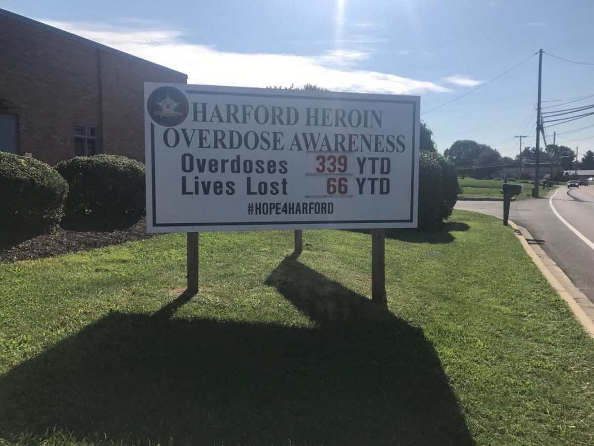 Heroin Fatalities are rising in Harford county as seen in the sign posted all around Harford County (Photo Credits: Kailey Jourdan)