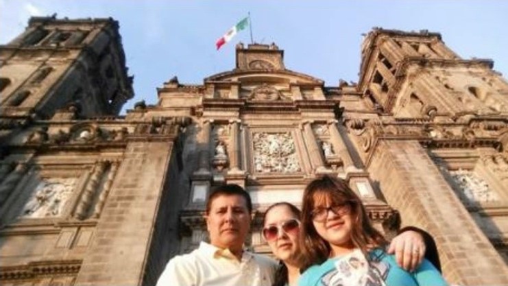 Monica Cespedes and her parents snapped a shot in front of el Zocalo, the main government building in Mexico City; She continues to explore the many aspects of the cultures that surround her. 