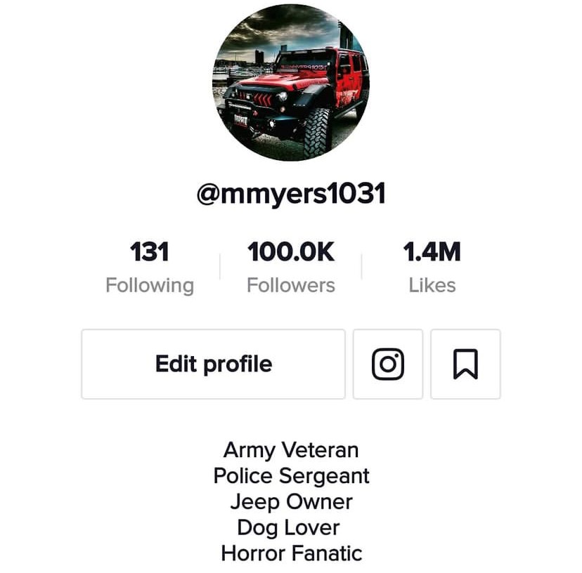 The masked mans tik tok at just 100k followers. mmyers1031 would hit this milestone on Oct. 9
