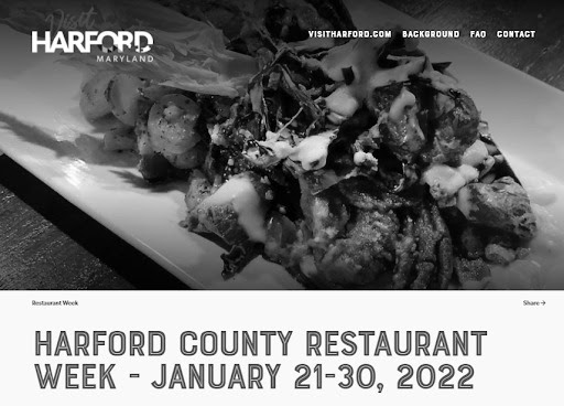 Visit Harford website promoting restaurant week.
They had a large number of restaurants participate this year. 
