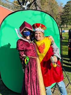 Caption: Teachers Mrs. Nancy Green and Mrs.  Jennifer Chandler making use of the photo booth during last year’s Renaissance Festival. Green has planned for yet another successful turn out. 
