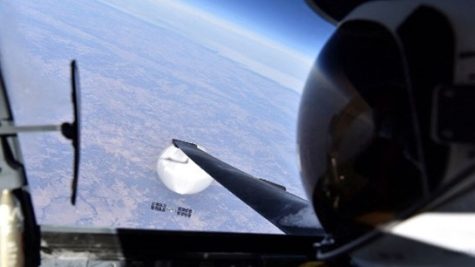 A closer look at the surveillance balloon. A U.S. Air Force pilot looked down at it as it hovered over the Central Continental United States on Feb. 3, 2023.