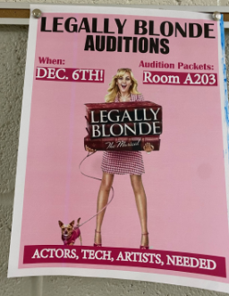 Auditions for this school years spring musical of Legally Blonde were held on Wednesday, Dec. 6. The cast list is out as of Dec. 11. 