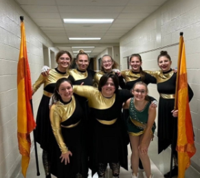  The color guard is the newest addition to the Marching Hawks. Members explained that they would like to continue to improve throughout the season.