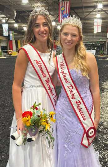 Senior Allyson Knott (Left) was named Alternative Maryland Dairy Princess, while Ella Fell (Right) was named Maryland's Dairy Princess. Knott will serve her time as Alternative Princess until May. 